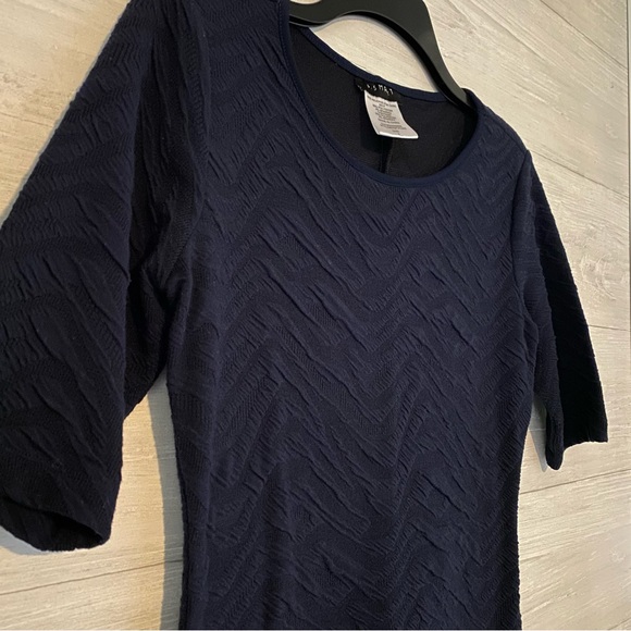 B. Smart Navy Blue Bodycon Dress Short Sleeves Midi Size 8 - Picture 2 of 5